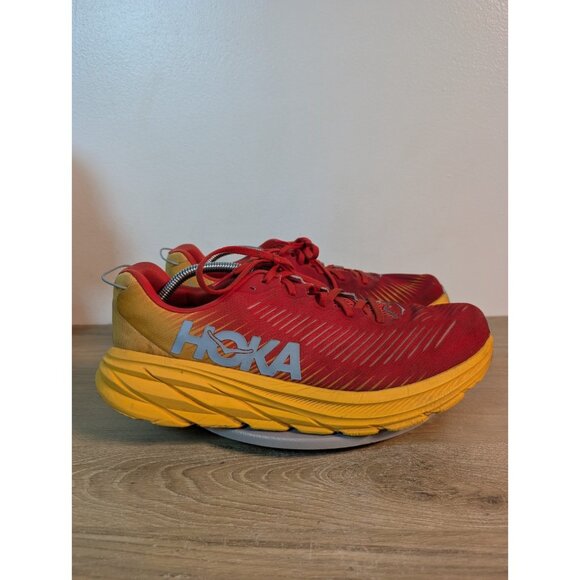 Hoka One One Rincon 3 Fiesta Red Yellow Running Shoes Sneakers Men's Size 12 2E - Picture 4 of 10